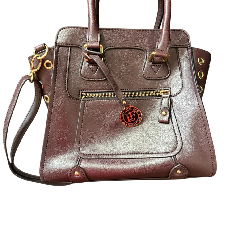 London Fog  Brown Satchel with Gold Hardware